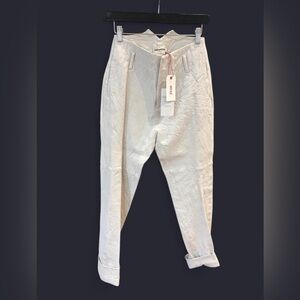 Zadig & Voltaire white real leather high waist pants